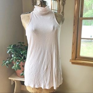 Ribbed Turtleneck Racerback Tank Top small